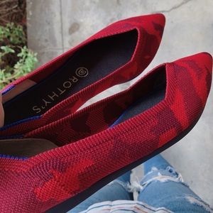 Rothys red camo flats